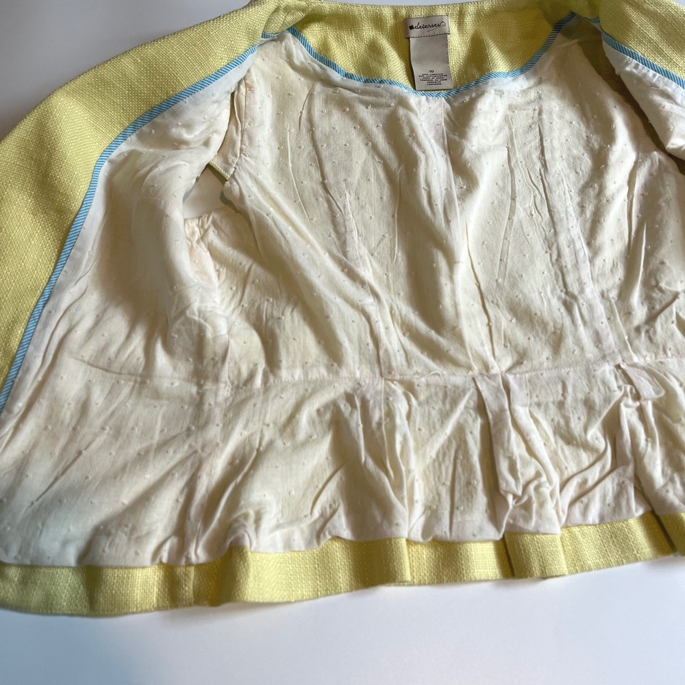 Anthro Elevenses Size 10 Cropped Blazer Vest Yellow Linen Peplum Twee Whimsy - Picture 9 of 10